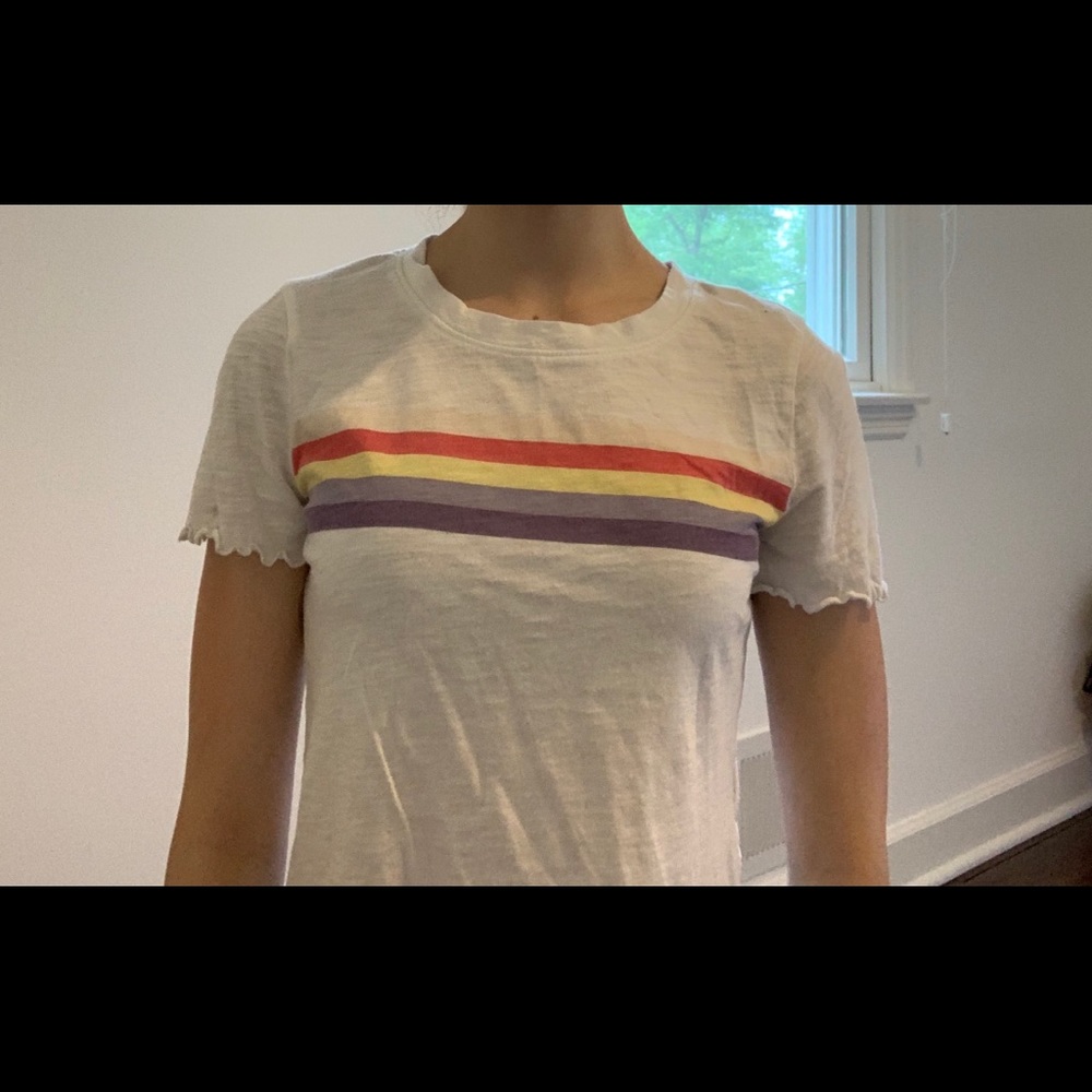 Lettuce Cropped Shirt, With Rainbow Stripe